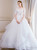 Champagne Tulle Appliques Short Sleeve Backless Wedding Dress With Long Train