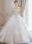 Champagne Tulle Appliques Cold Shoulder Backless Wedding Dress