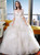 White Ball Gown Scoop Tulle Lace Short Sleeve Wedding Dress