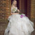 White Ball Gown Scoop Tulle Lace Short Sleeve Wedding Dress