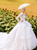 White Ball Gown Tulle Lace Appliques Long Sleeve Wedding Dress