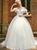 White Ball Gown Tulle Appliques Cap Sleeve Pleats Wedding Dress