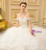 White Ball Gown Tulle Lace Appliques Off Shoulder Wedding Dress With Crystal