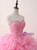 Pink Ball Gown Organza Sweetheart Neck Quinceanera Dresses With Sequins