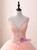 Pink Ball Gown Tulle V-neck Double Straps Appliques Quinceanera Dresses