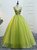 Green Tulle Deep V-neck Embroidery Quinceanera Dresses With Beading