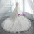 White Ball Gown Scoop Long Sleeve Tulle Wedding Dress With Beading