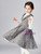 In Stock:Ship in 48 Hours Dark Gray V-neck Flower Girl Dress With Pearls