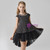 In Stock:Ship in 48 Hours Black Hi Lo Cap Sleeve Flower Girl Dress With Pears