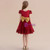 A-Line Burgundy Tulle Lace Appliques Cap Sleeve Girl Dress With Bow