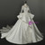 White Lace Satin Long Sleeve High Neck Backless Appliques Wedding Dress