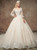 Champgne Ball Gown Tulle Sequins Puff Sleeve Backless WeddingDress