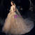 Champagne Ball Gown Tulle Sequins Bling Bling V-neck Wedding Dress