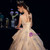 Champagne Ball Gown Tulle Sequins Bling Bling V-neck Wedding Dress