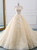 Champagne Ball Gown Tulle Lace Appliques Wedding Dress With Train