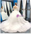 White Ball Gown Tulle Lace Appliques Long Sleeve Backless Wedding Dress