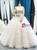 White Ball Gown Tulle Lace Appliques Long Sleeve Backless Wedding Dress