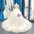 White Ball Gown Tulle Lace Appliques Long Sleeve Backless Wedding Dress