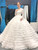 White Ball Gown Tulle Lace Appliques Long Sleeve Backless Wedding Dress