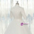 White Ball Gown Satin Tulle High Neck Short Sleeve Wedding Dress With Bow