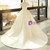 Ball Gown Beige White Satin See Through Cap Sleeve Wedding Dress