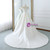 Ball Gown Beige White Satin Scoop Neck Short Satin Wedding Dress