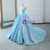 Fashion Blue Ball Gown Strapless Pleats Wedding Dress With Train