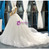 White Ball Gown Tulle Sequins Deep V-neck Backless Wedding Dress