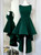 A-Line Round Neck High-Low Open Back Green Prom Dress