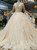 Light Champagne Tulle Sequins Appliques Backless With Beading Wedding Dress