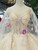 Light Champagne Tulle Sequins V-neck Backless Wedding Dress With Beading