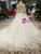 White Tulle High Neck Long Sleeve Backless Wedding Dress With Beading