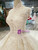 Light Champagne Ball Gown Tulle High Neck Backless Wedding Dress With Train