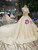 Light Champagne Ball Gown Tulle High Neck Backless Wedding Dress With Train