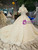 Champagne Tulle Sequins Bling Bling Puff Sleeve Backless Wedding Dress