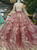 Red Sequins Long Sleeve High Neck Floor Length Wedding Dress With Beading