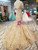 Champagne Mermaid Lace Appliques Cap Sleeve Backless Wedding Dress