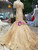 Champagne Mermaid Lace Appliques Cap Sleeve Backless Wedding Dress