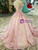 Pink Purple Lace Cap Sleeve Backless Wedding Dress With Beading