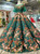 Green Ball Gown Sequins Embroidery Flower Short Sleeve Wedding Dress