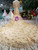 Champagne Mermaid Tulle Sequins Off The Shoulder Wedding Dress With Beading