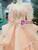 Orange Pink Tulle Long Sleeve Embroidery Appliques Wedding Dress With Feather