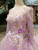 Purple Tulle Sequins Bling Bling Long Sleeve Wedding Dress With Appliques