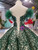 Dark Green Ball Gown Sequins Off The Shoulder Wedding Dress With Feather