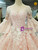 Pink Ball Gown Butterfly Appliques Wedding Dress With Beading