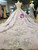 Purple Ball Gown See Through V-neck Sexy Back Appliques Haute Couture Wedding Dresses