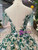 Champagne Sequins Green Embroidery Appliques Cap Sleeve Wedding Dress