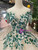 Champagne Sequins Green Embroidery Appliques Cap Sleeve Wedding Dress