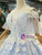 Blue Ball Gown Lace Off The Shoulder Butterfly Sleeve Wedidng Dress With Beading