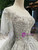 Silver Gray Sequins Bateau Neck Butterfly Sleeve Wedding Dress With Appliques